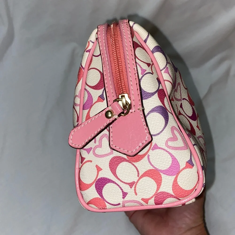 Vintage Gorgeous Coach Heritage Tattersall Bias Hearts logo cosmetic bag